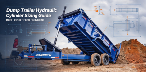 Learn how to size a dump trailer hydraulic cylinder. Check bore, stroke, mounting dimensions, pressure, dump angle, load and trailer geometry before ordering.