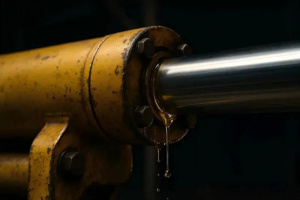 Oil leaking around the rod seal of a hydraulic cylinder